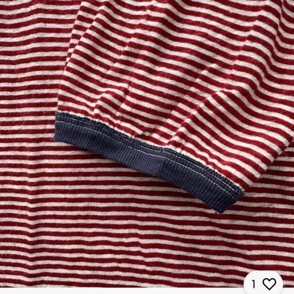 We The Free Womens Red White Striped Size Large Long Sleeve Linen blend - Picture 3 of 10